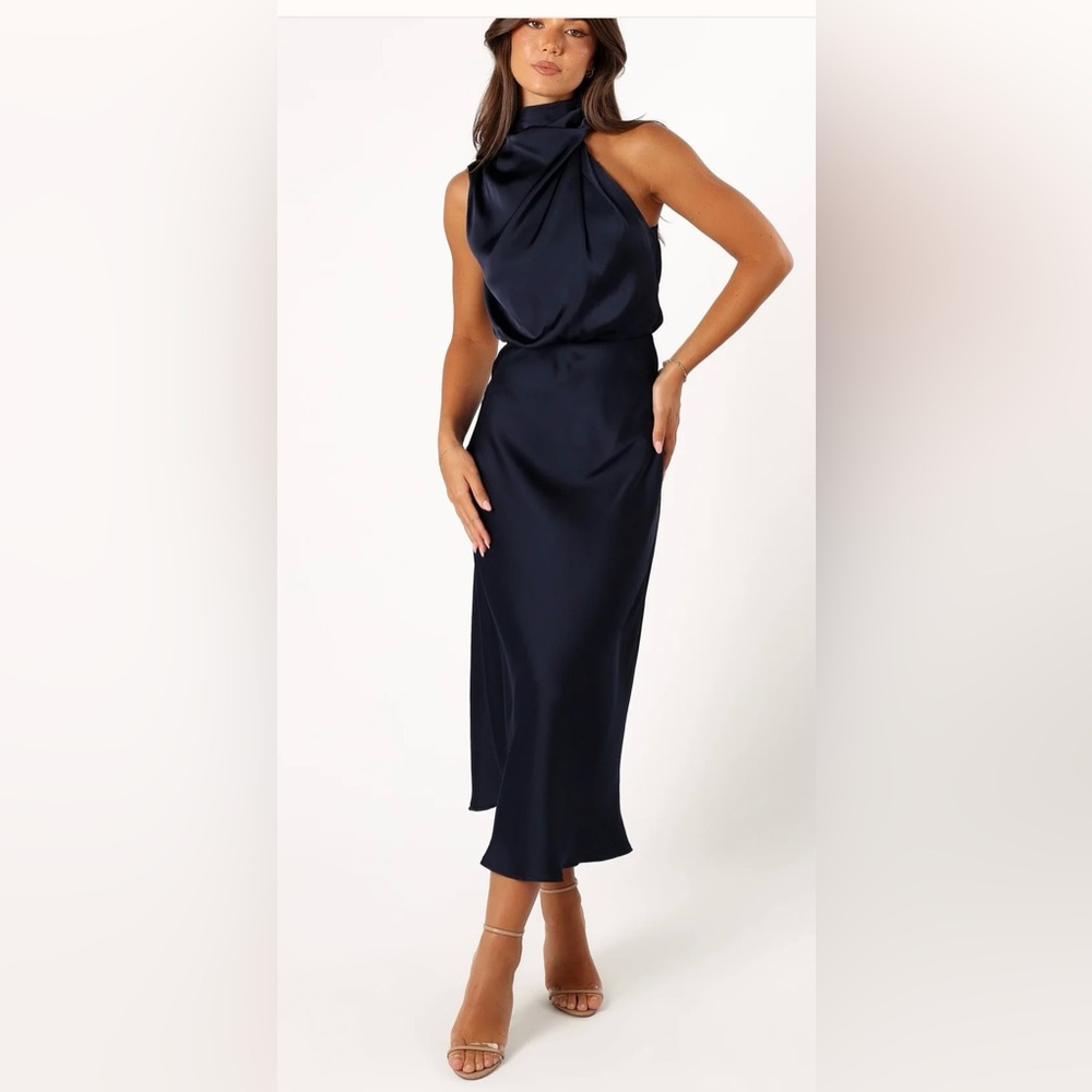Petal & Pup Annabelle halter neck midi dress navy size xs. - Picture 1 of 6